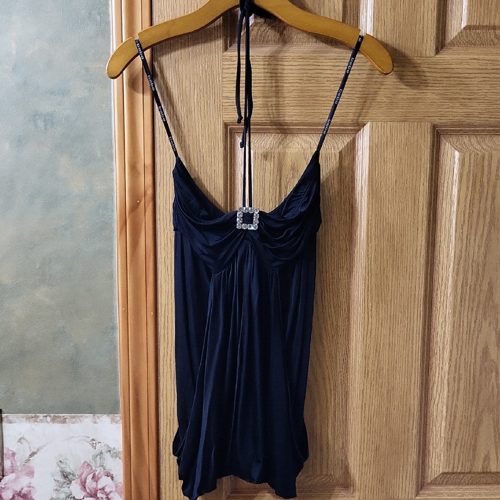 bebe Black Camisole with Rhinestone Accent